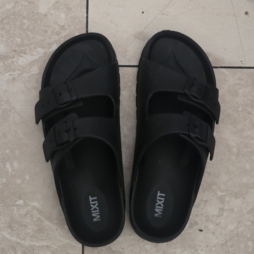 Black MXIT Double-buckle Slide Sandals